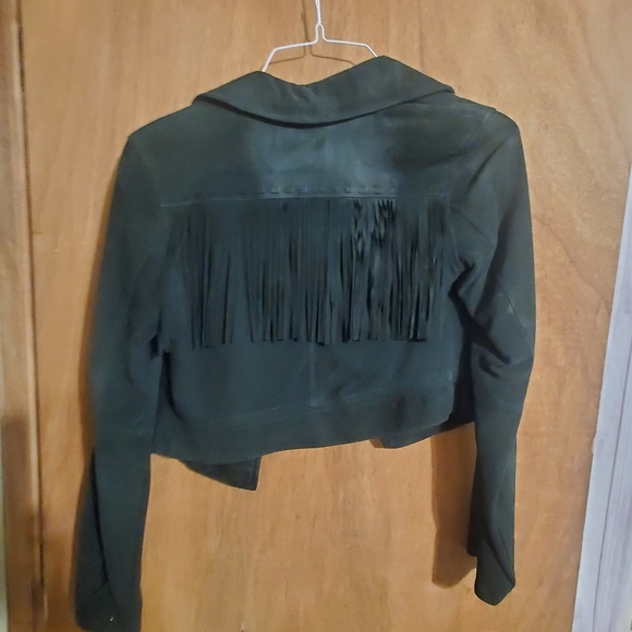 PAIGE DARLENE FRINGED SUEDE LEATHER. CROPPED. BLACK. OPEN  XS - Picture 12 of 13